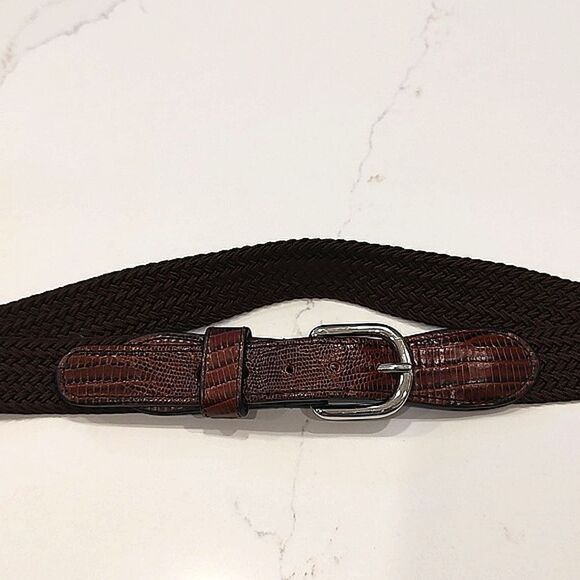 Men's Full Grain Leather Brown Woven Belt Size 40 - Picture 9 of 11